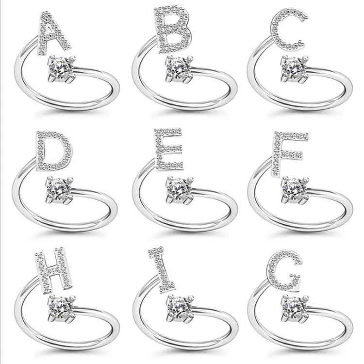 Fashion S925 silver English letter ring new trend opening adjustable ladies ring fashion jewelry accessories zircon ring
Fashion S925 silver English letter ring new trend opening adjustable ladies ring fashion jewelry accessories zircon ring
