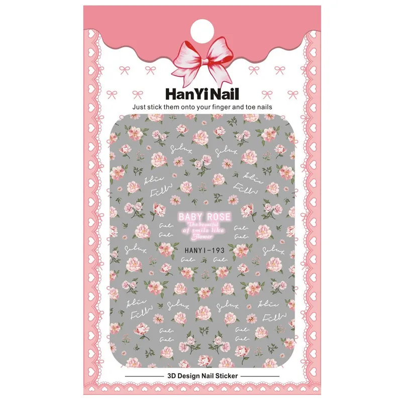 HANYI181-210 Wholesale Flower Nail Supplies Rose Nail Sticker 3D Letter Nail Art Decoration Decals
HANYI181-210 Wholesale Flower Nail Supplies Rose Nail Sticker 3D Letter Nail Art Decoration Decals