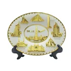 Custom Design Dubai Duotone 3D Metal Tourist Souvenir Plate Oval Desk Name Plate