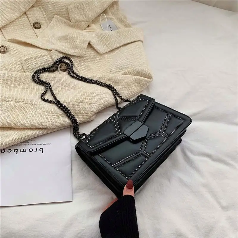 INS Fashion Trendy Leather Studded Crossbody Shoulder Bags Women Square Handbags Lady with Chains
INS Fashion Trendy Leather Studded Crossbody Shoulder Bags Women Square Handbags Lady with Chains