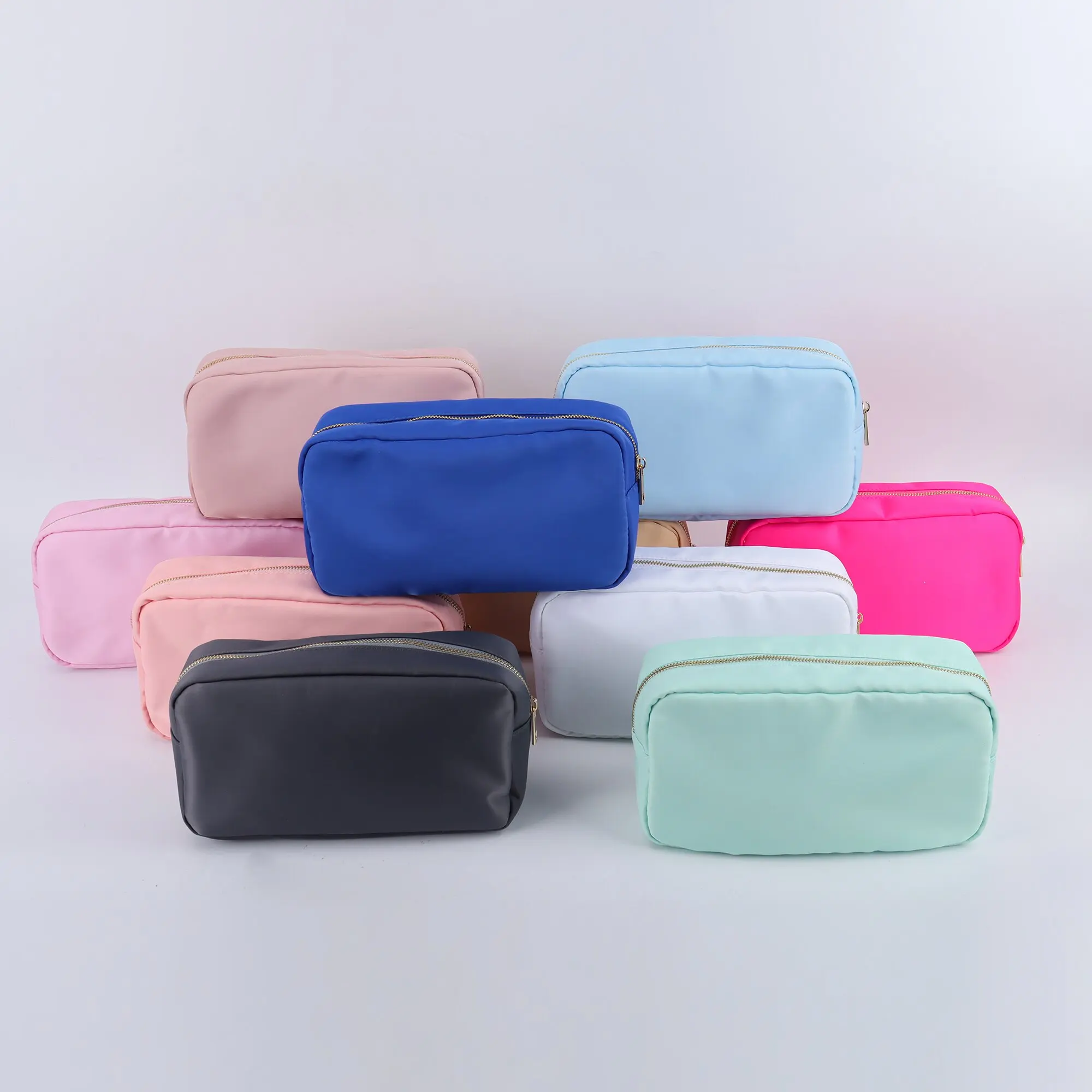 

High Quality RTS Brighter Color Waterproof Oil Resistant Women Lady Outdoor Travel Toiletry Bag Makeup Pouch Nylon Cosmetic Bags