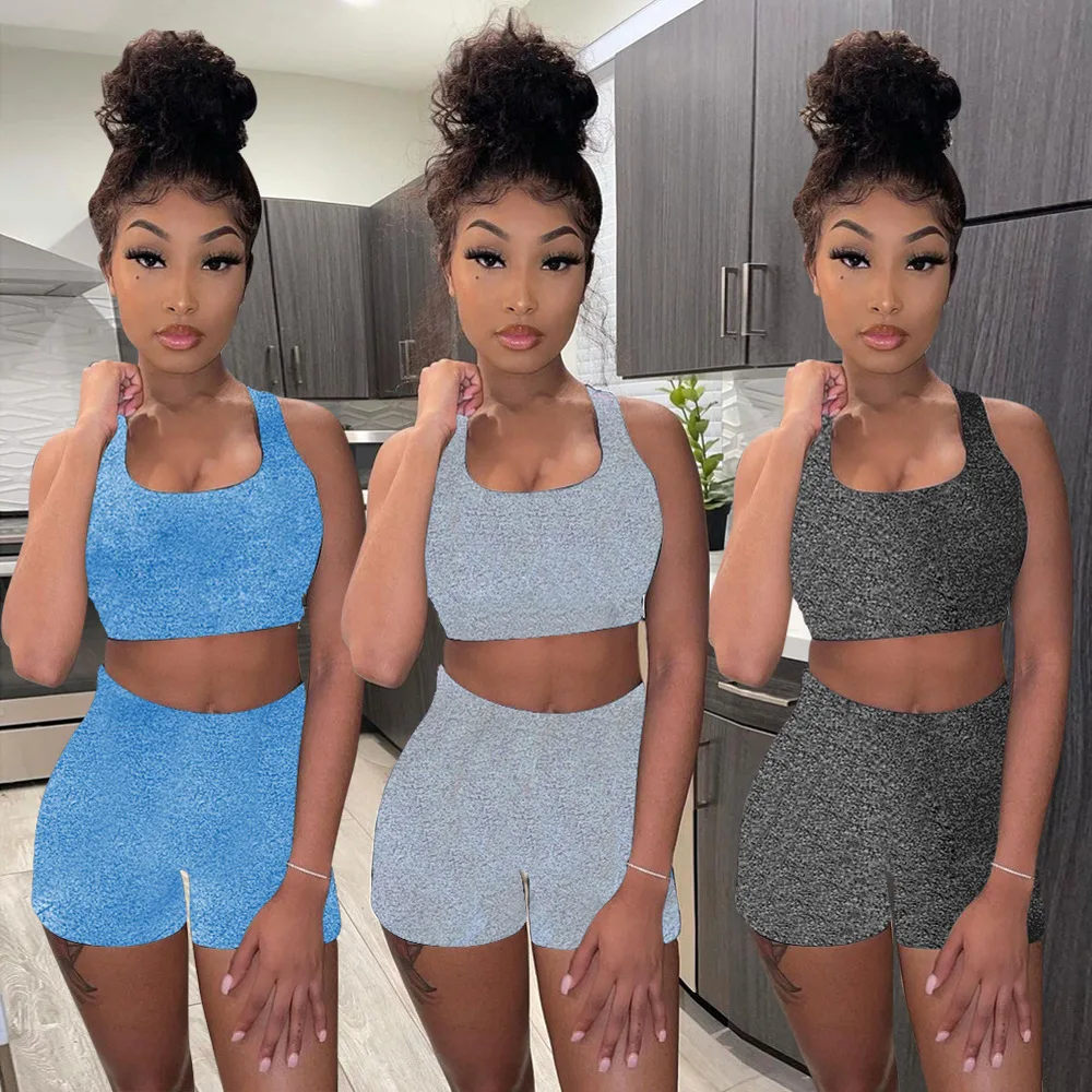 New Arrival Solid Color Sleeveless Crop Top Sportwear Bodycon Sexy Summer Jogging Yoga Women Two Piece Short Set, Picture
New Arrival Solid Color Sleeveless Crop Top Sportwear Bodycon Sexy Summer Jogging Yoga Women Two Piece Short Set, Picture