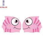 Custom funny Printed 100% silicone swimming cap for kids