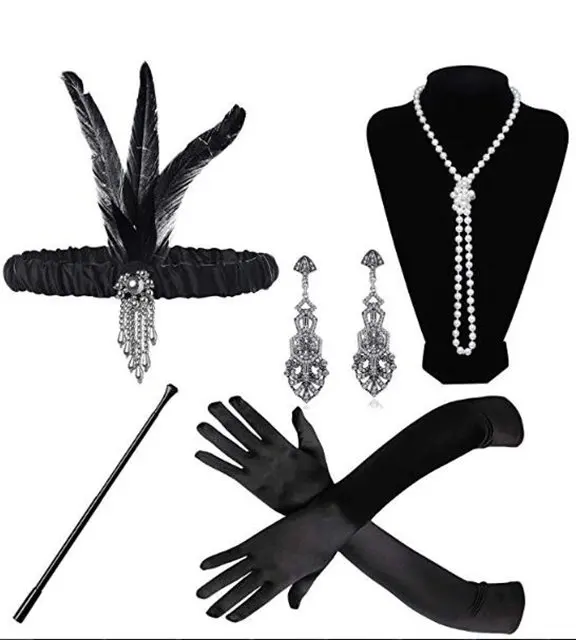 1920s Great Gatsby Accessories Set for Women,Costume Flapper Headpiece Headband