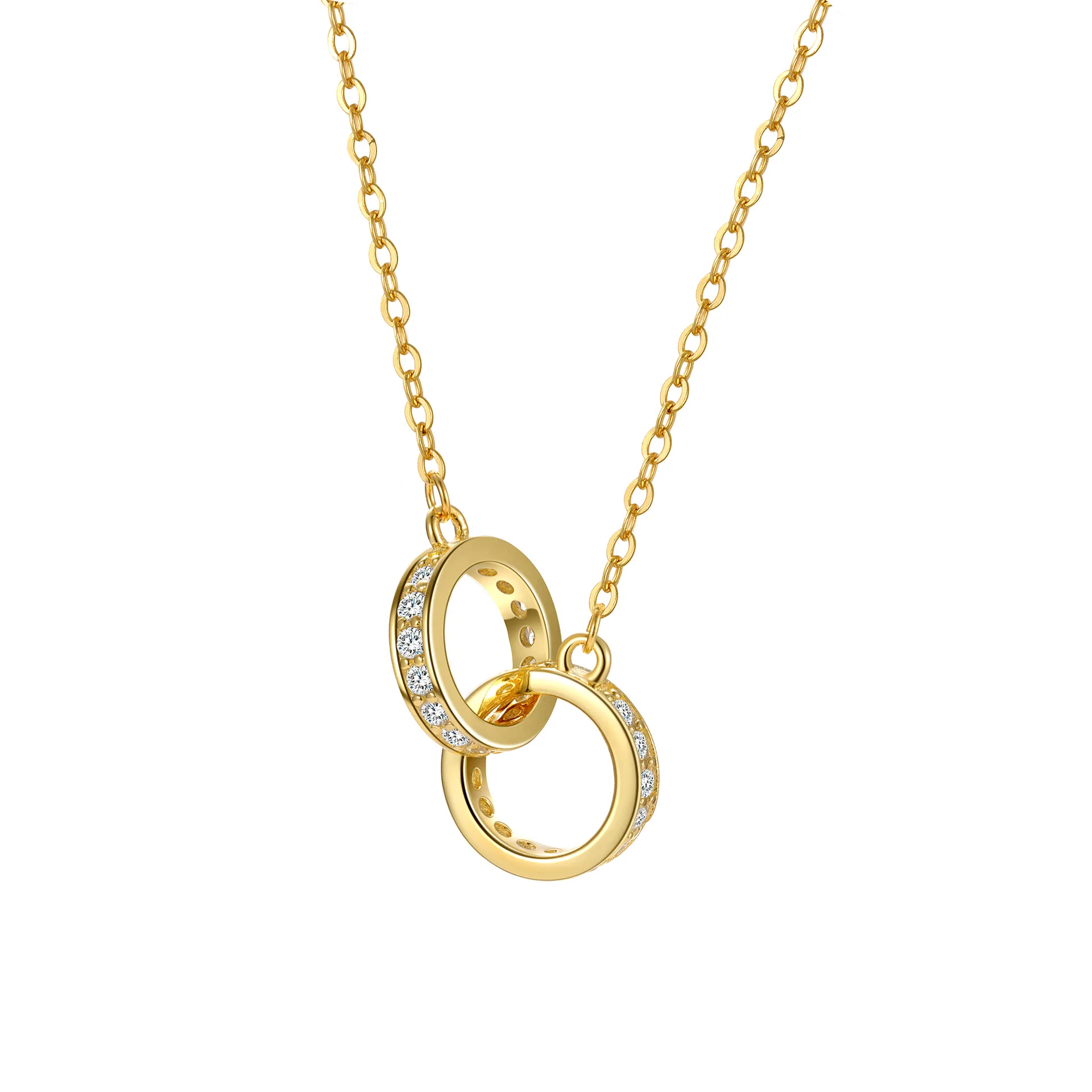 fashion jewelry 925 sterling silver double rings diamond two round circle circular pendant zircon gold plated necklaces women
fashion jewelry 925 sterling silver double rings diamond two round circle circular pendant zircon gold plated necklaces women