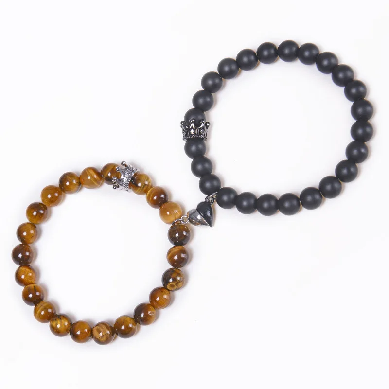 SC New Adjustable Natural Stone Beaded Bracelets Trendy Crown Magnetic Heart pendant Beaded Couple Bracelets for Women Men, Brown, blue, colorful
SC New Adjustable Natural Stone Beaded Bracelets Trendy Crown Magnetic Heart pendant Beaded Couple Bracelets for Women Men, Brown, blue, colorful