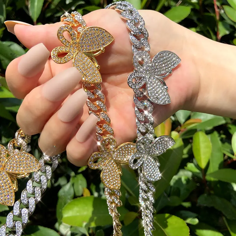 Women Rose Gold Plated Pink One Row CZ Butterfly Necklace Choker Miami Diamond Butterfly Cuban Link Chain, Gold/silver/rose gold
Women Rose Gold Plated Pink One Row CZ Butterfly Necklace Choker Miami Diamond Butterfly Cuban Link Chain, Gold/silver/rose gold