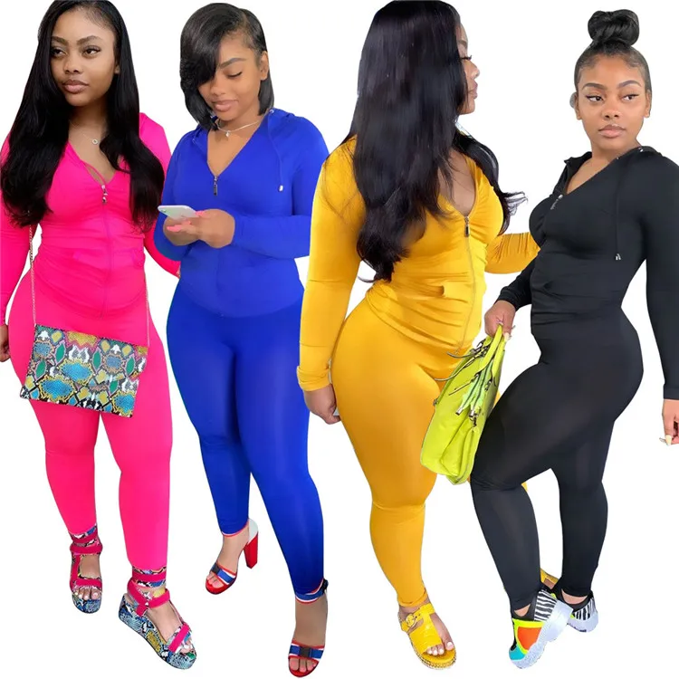 Casual Zipper Hoodie Tracksuit Neon Two Piece Set Ladies Outfit Tracksuits Solid color Women 2 Piece Set Clothing with Hood, As picture
Casual Zipper Hoodie Tracksuit Neon Two Piece Set Ladies Outfit Tracksuits Solid color Women 2 Piece Set Clothing with Hood, As picture