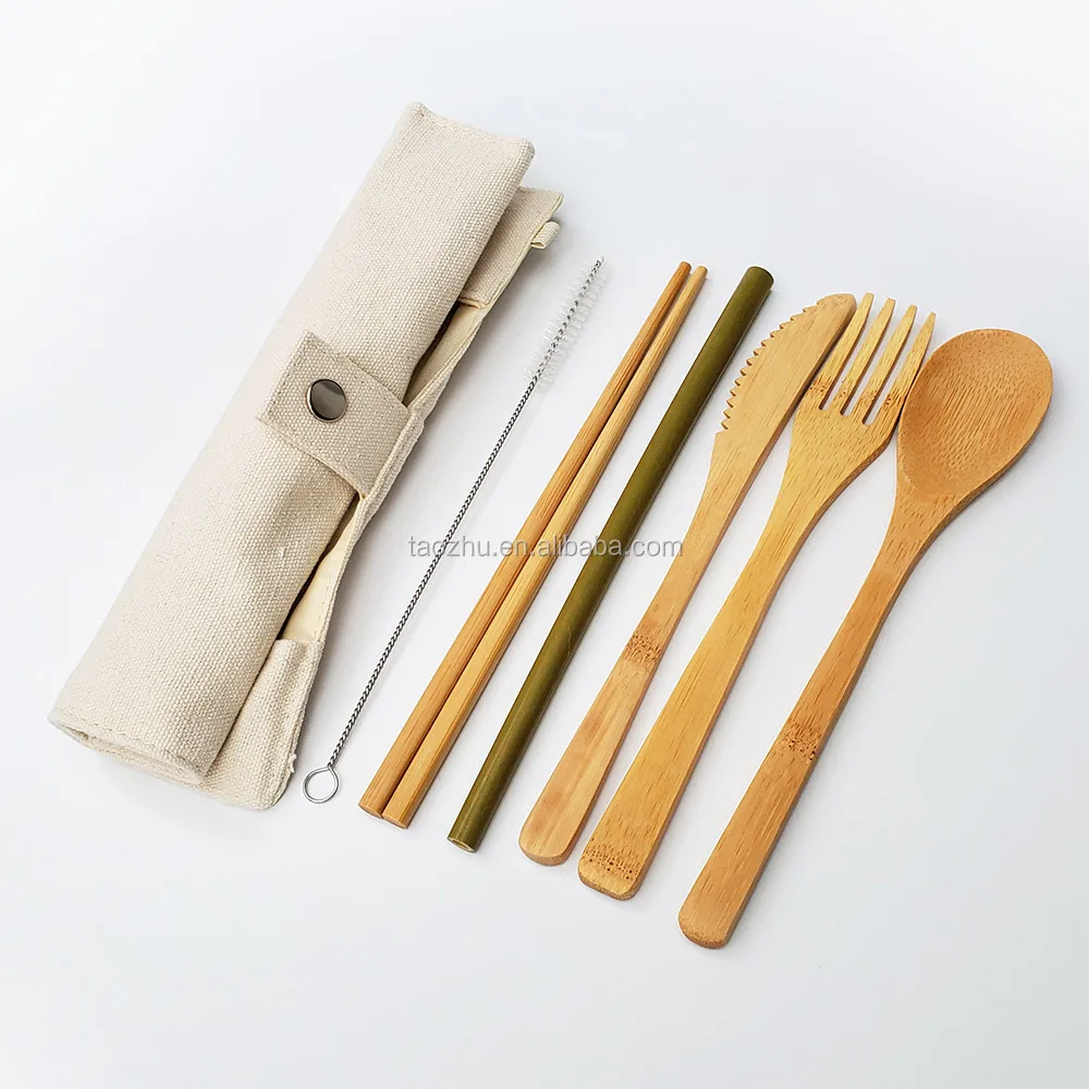 Biodegradable travel kit Bamboo Knife Fork Spoon Straw Bambu Cutlery Set
Biodegradable travel kit Bamboo Knife Fork Spoon Straw Bambu Cutlery Set