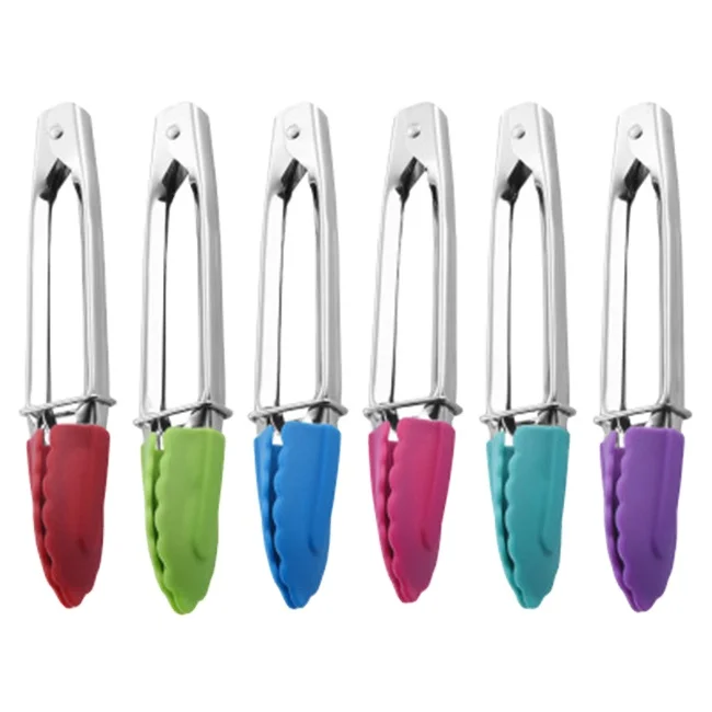 Stainless steel 7 inch kitchen tools mini food tong with silicone tips, Multiple colors
Stainless steel 7 inch kitchen tools mini food tong with silicone tips, Multiple colors