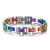 Silicone Link Chain Bracelet Friendship Real Rainbow Clasp 316L Stainless Steel Bracelet For Men Women Unisex Wholesale FG00111