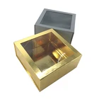 Luxury gold magnet folding cardboard gift box with clear pvc window