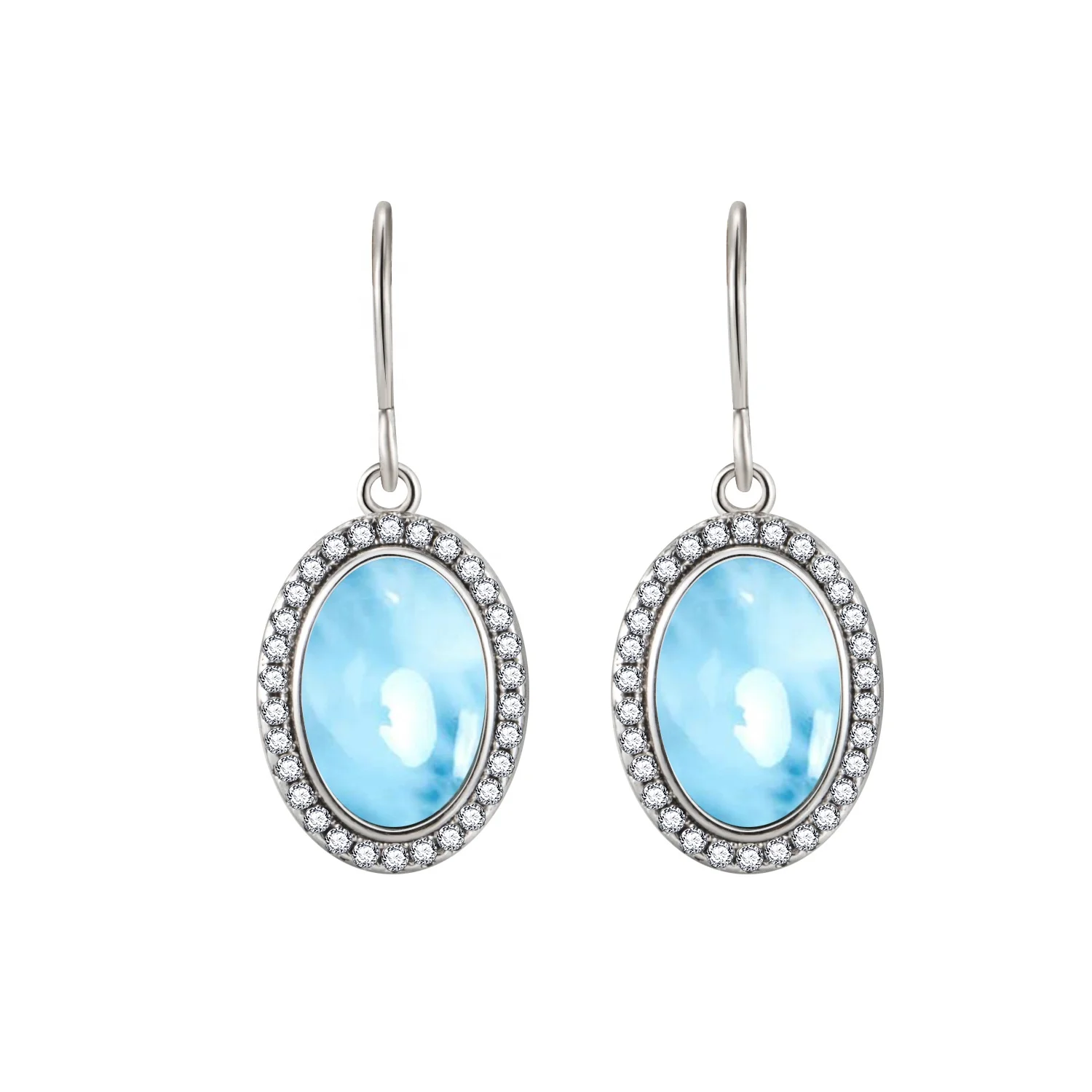Hot sale Natural Gemstone Women Jewelry Oval Cut Larimar Sterling Silver Drop Earrings
Hot sale Natural Gemstone Women Jewelry Oval Cut Larimar Sterling Silver Drop Earrings