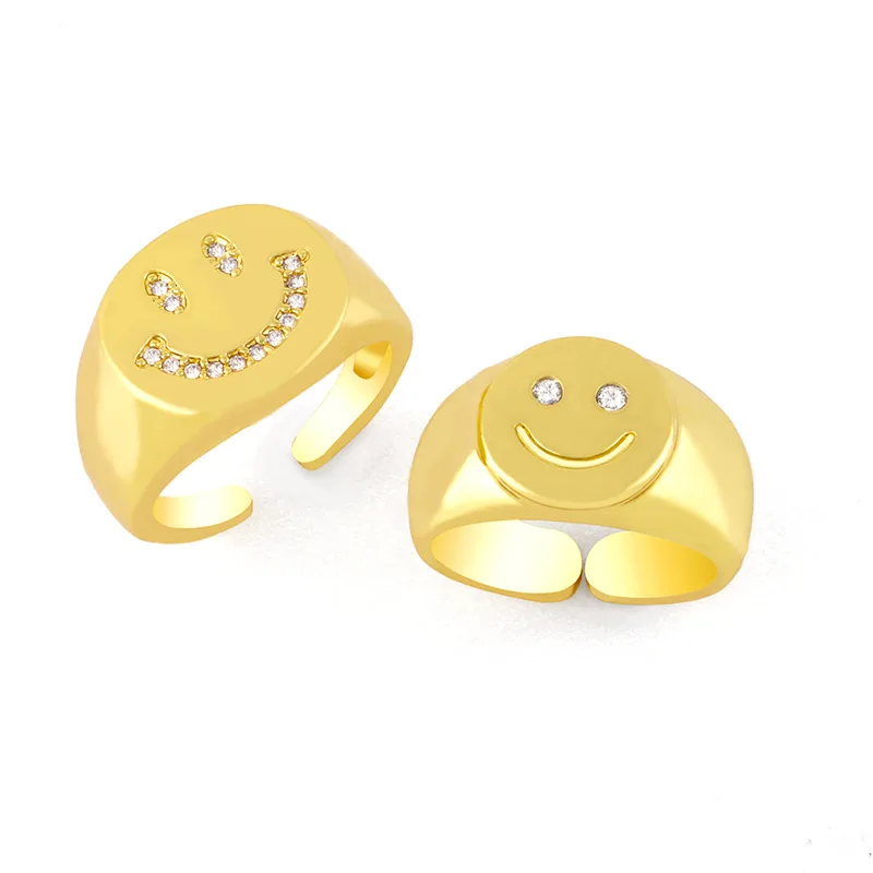 New Smiley Face Ring Female Cute Simple Diamond Ring Couple Girlfriends Open Ring, Gold color ring
New Smiley Face Ring Female Cute Simple Diamond Ring Couple Girlfriends Open Ring, Gold color ring