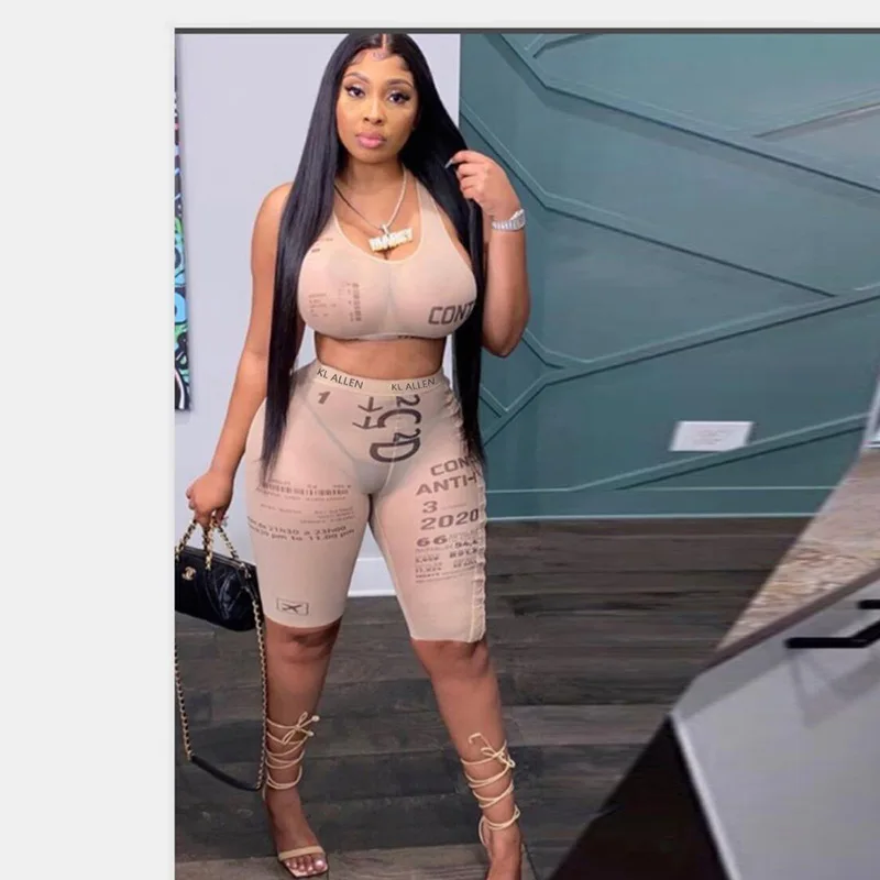 Letter Printed Two Piece Set Women Halter Crop Top And High Waist Bikers Short Casual Skinny Slim Spring Summer Hot C13548
Letter Printed Two Piece Set Women Halter Crop Top And High Waist Bikers Short Casual Skinny Slim Spring Summer Hot C13548