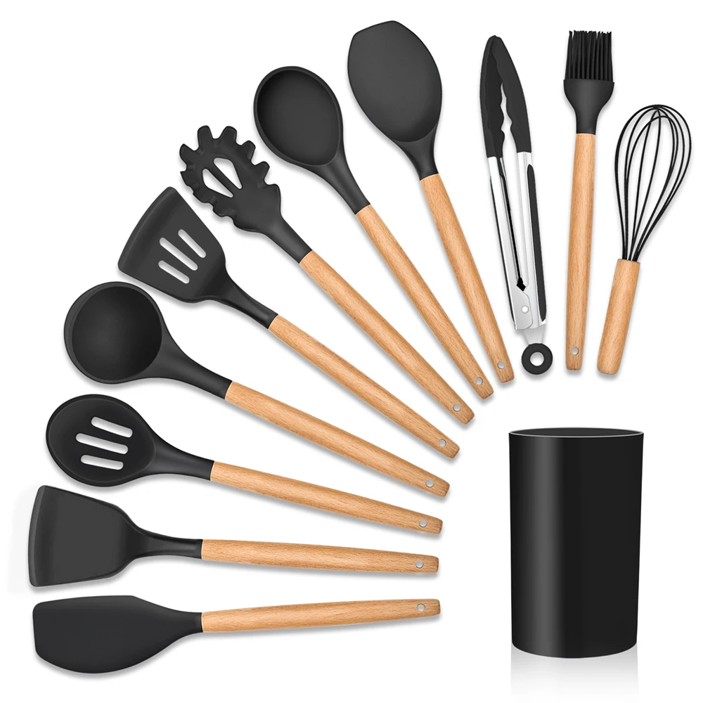 US STOCK FREE SHIPPING 12 pcs wooden handle cooking tools food grade US STOCK silicone cooking kitchen Utensils Set with holder, Colorful, black, grey
US STOCK FREE SHIPPING 12 pcs wooden handle cooking tools food grade US STOCK silicone cooking kitchen Utensils Set with holder, Colorful, black, grey