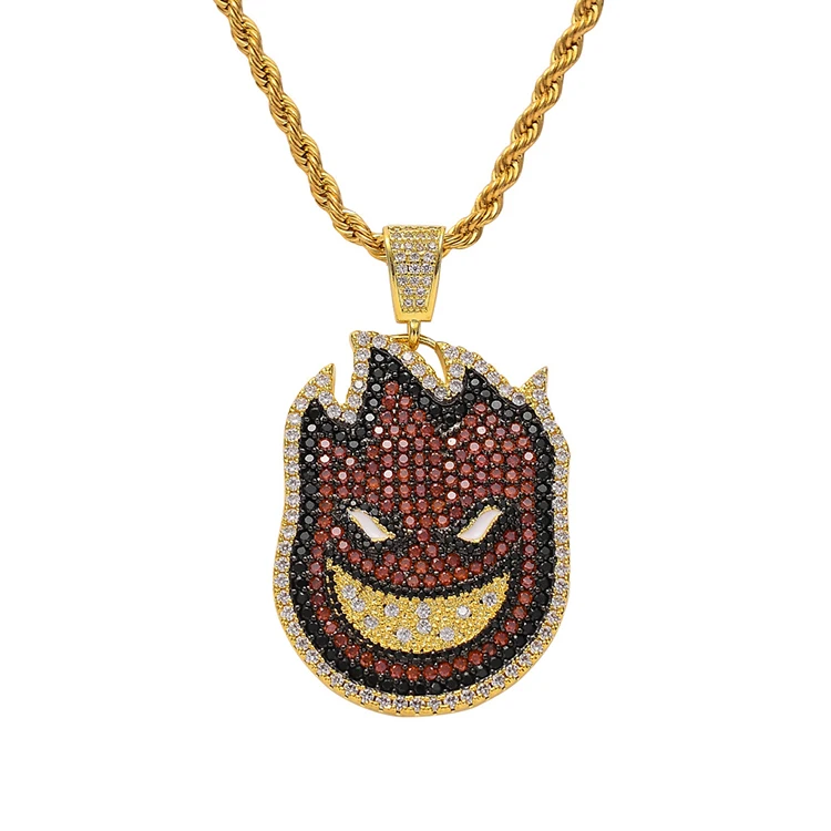 2021 New Hip Hop Men Full Iced Out Cubic Zircon Stone Double Sided Cartoon Fire Man Pendant Jewelry 18k Gold Plated Necklace, Gold silver color
2021 New Hip Hop Men Full Iced Out Cubic Zircon Stone Double Sided Cartoon Fire Man Pendant Jewelry 18k Gold Plated Necklace, Gold silver color