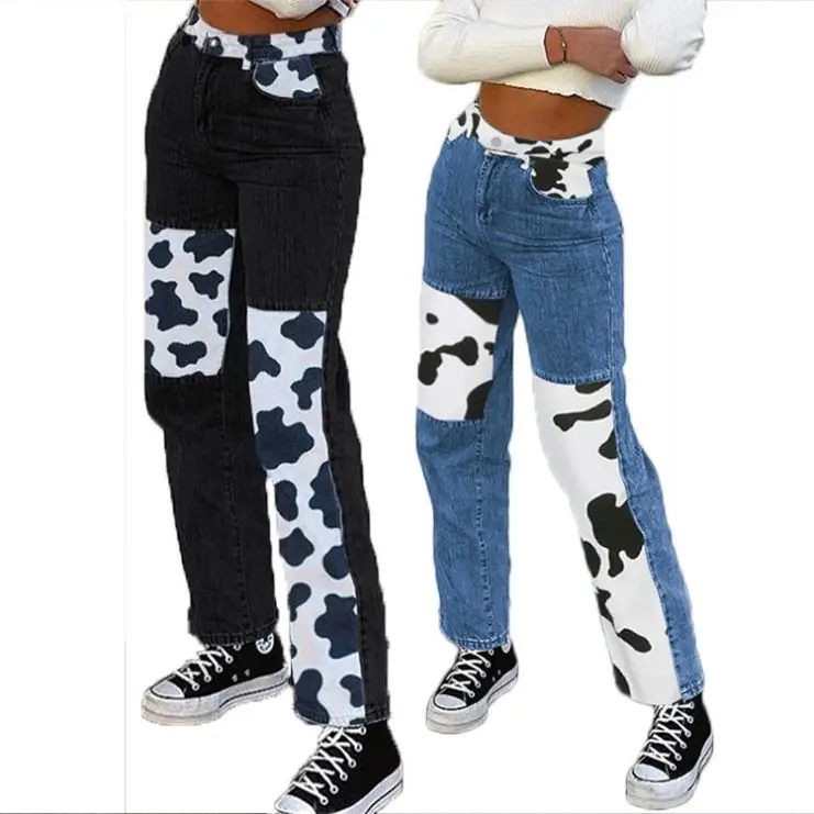 Hot Selling 2021 Fashion Streetwear Casual Ladies Bottoms Splice Denim Pants Women Straight Jeans Pants For Girls
Hot Selling 2021 Fashion Streetwear Casual Ladies Bottoms Splice Denim Pants Women Straight Jeans Pants For Girls