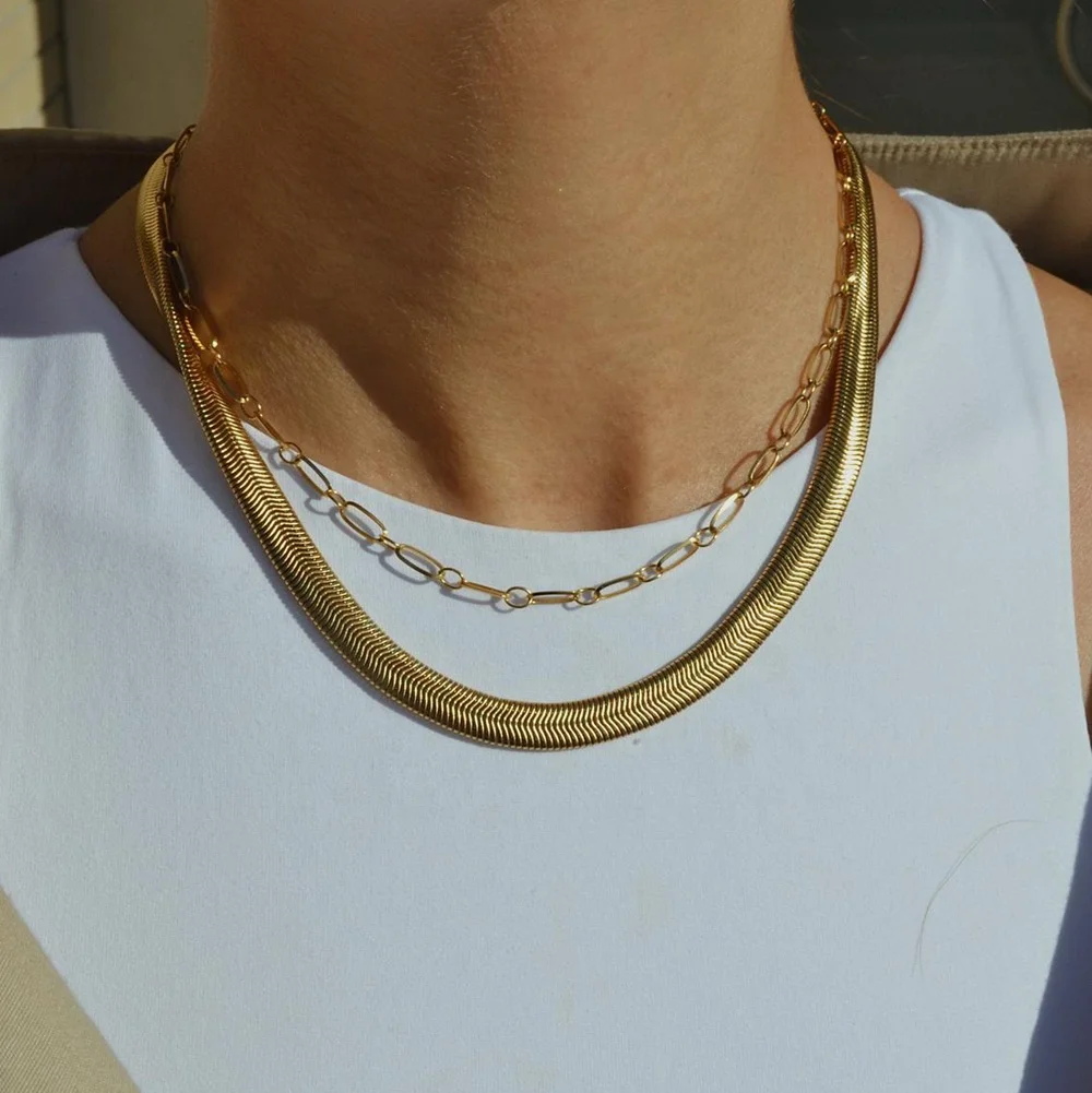 Chunky Chain Necklace Women Herringbone Chain Snake Chain Wholesale Stainless Steel Chunky Choker Necklace, Silver, gold and rose gold
Chunky Chain Necklace Women Herringbone Chain Snake Chain Wholesale Stainless Steel Chunky Choker Necklace, Silver, gold and rose gold