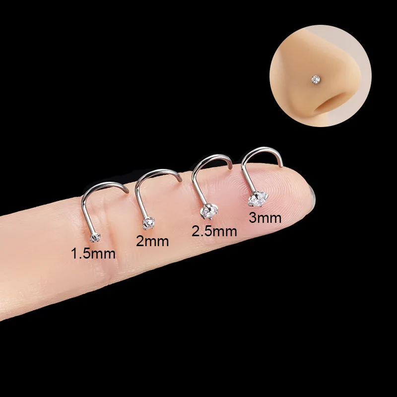 Stainless Steel Nose Piercing Jewelry Crystal Nose Stud Hooks Screw Shape Crystal CZ Nose Ring
Stainless Steel Nose Piercing Jewelry Crystal Nose Stud Hooks Screw Shape Crystal CZ Nose Ring