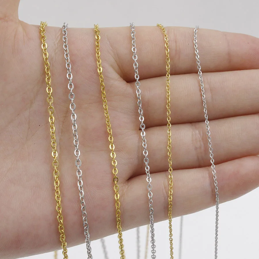 

Custom Size 1MM 1.5MM 2MM 50CM Long Cable Chains Necklace Stainless Steel Necklace Chain With Lobster Clasp