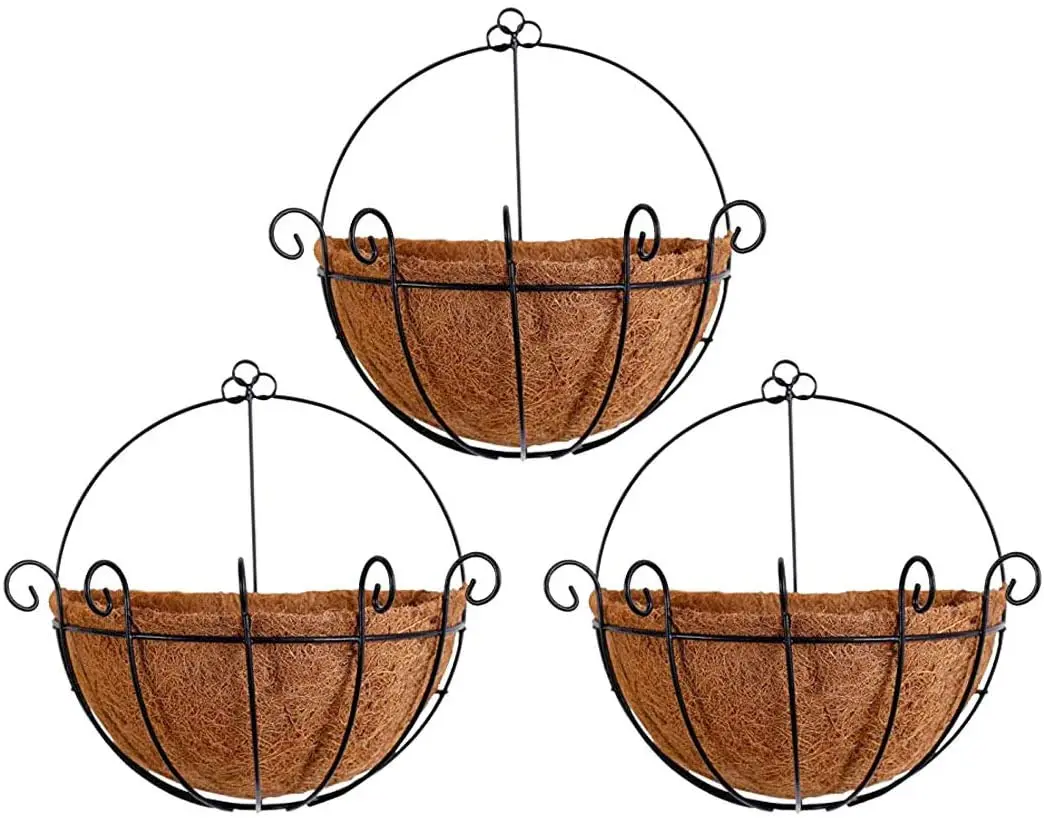 Metal Frame Hanging Planter Basket with Coco Coir Liner 9.8 Inch Half Round wall hanging pots, Natural brown
Metal Frame Hanging Planter Basket with Coco Coir Liner 9.8 Inch Half Round wall hanging pots, Natural brown