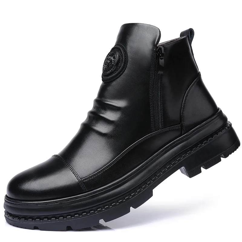Retro Ankle Genuine Cow Leather zipper boots leather shoes for men genuine leather, Black
Retro Ankle Genuine Cow Leather zipper boots leather shoes for men genuine leather, Black