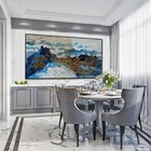 Handmade Gold Line Drawings Large Acrylic Abstract Paintings Reproduction 80" 200Cm For Living Room Wall