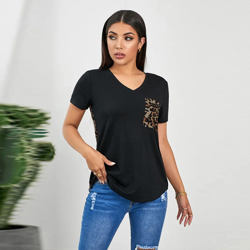 Wholesale 2021 Leopard Printed Black Oversized Tribal Camiseta Alg Splicing Short Sleeve Splicing Women Sleeveshort T-shirts Tee, Customized
Wholesale 2021 Leopard Printed Black Oversized Tribal Camiseta Alg Splicing Short Sleeve Splicing Women Sleeveshort T-shirts Tee, Customized