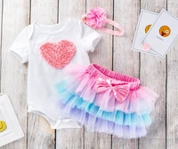 

toddler infant party baby clothing cotton ruffle 3-piece princess tutu dress romper