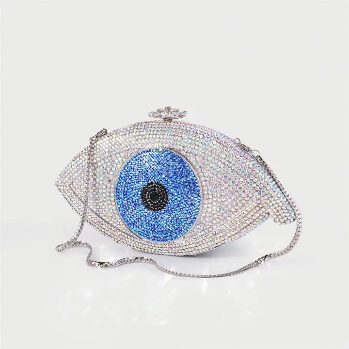 LEB1153 Wholesale eye shape rhinestone clutch handbag luxury bling purse women crystal evening bags, White,blue
LEB1153 Wholesale eye shape rhinestone clutch handbag luxury bling purse women crystal evening bags, White,blue