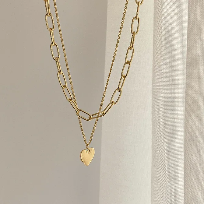 European American Metal Heart Necklace Double Layer Heart Pendant Necklace, Picture shows
European American Metal Heart Necklace Double Layer Heart Pendant Necklace, Picture shows