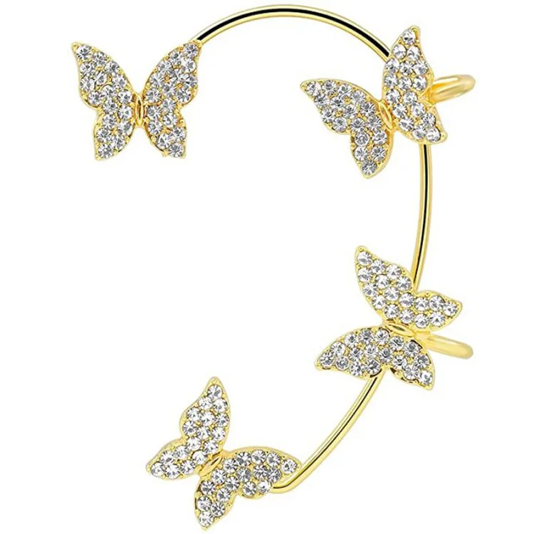 ShangJie OEM Newest diamond-studded earrings zircon butterfly ear cuffs earrings for women girls, Silver gold color
ShangJie OEM Newest diamond-studded earrings zircon butterfly ear cuffs earrings for women girls, Silver gold color