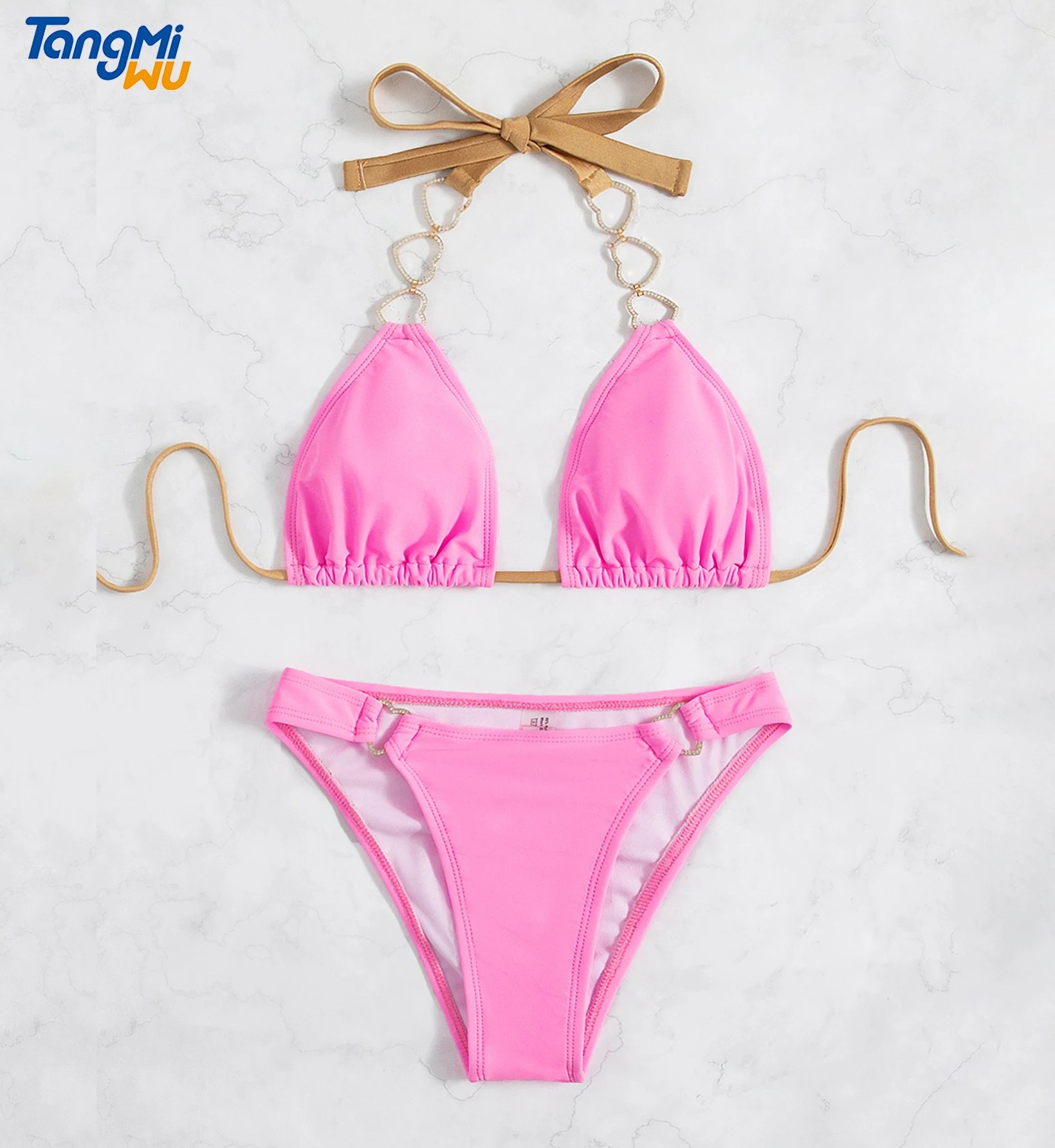 Wholesale fashion halter neck solid color split bikini swimming 2 piece bikini set sexy bathing suit women diamond bikini
Wholesale fashion halter neck solid color split bikini swimming 2 piece bikini set sexy bathing suit women diamond bikini