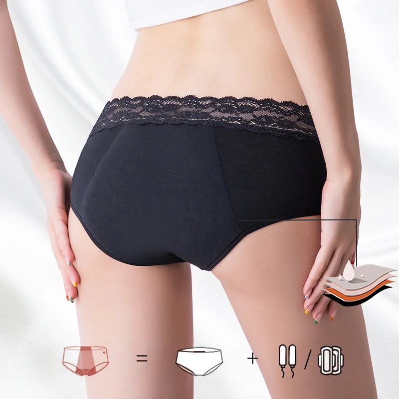 High Quality Custom Logo Period Undies Leakproof Menstrual Period Panties Lace Decoration Menstrual Underwear, Black
High Quality Custom Logo Period Undies Leakproof Menstrual Period Panties Lace Decoration Menstrual Underwear, Black