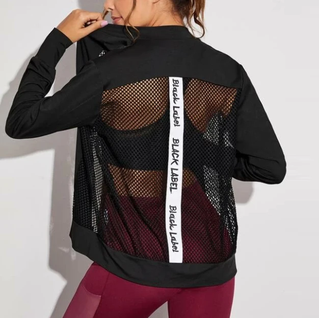 Contrast Fishnet Zip Up Sports Jacket Ladies Sexy Mesh Letter Back Hoodie Jacket, Customized color
Contrast Fishnet Zip Up Sports Jacket Ladies Sexy Mesh Letter Back Hoodie Jacket, Customized color