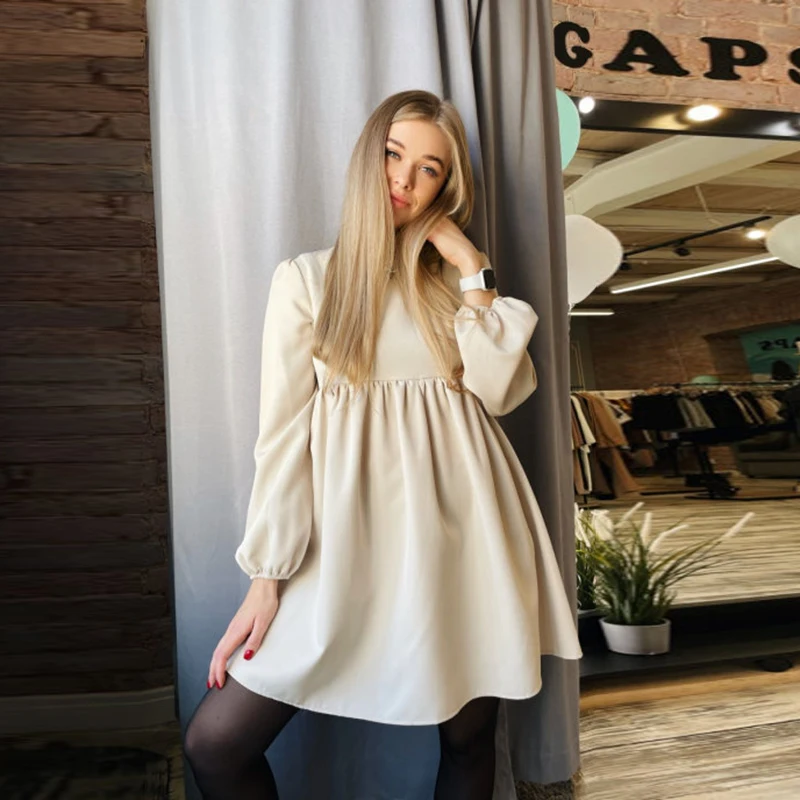 2022 Spring New O-Neck Folds Lantern Sleeve Casual Dresses Autumn Solid Color A-Line Loose Comfort High Waist Korea Style Dress
2022 Spring New O-Neck Folds Lantern Sleeve Casual Dresses Autumn Solid Color A-Line Loose Comfort High Waist Korea Style Dress