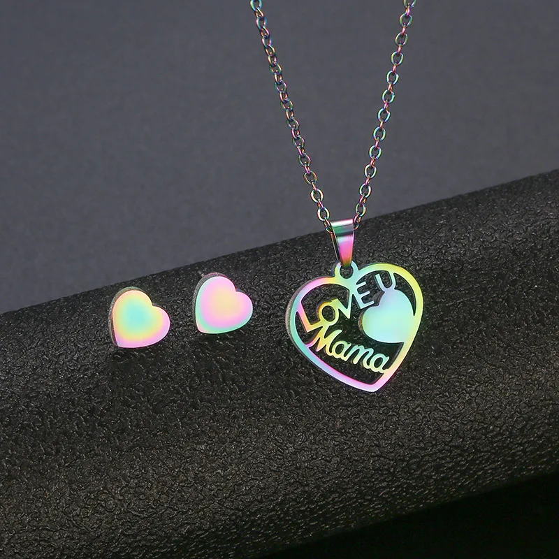 Newest Arrival High Quality Stainless Steel Jewelry Set Hollow Heart MAMA LOVE Necklaces For Mother's Day Gift
Newest Arrival High Quality Stainless Steel Jewelry Set Hollow Heart MAMA LOVE Necklaces For Mother's Day Gift