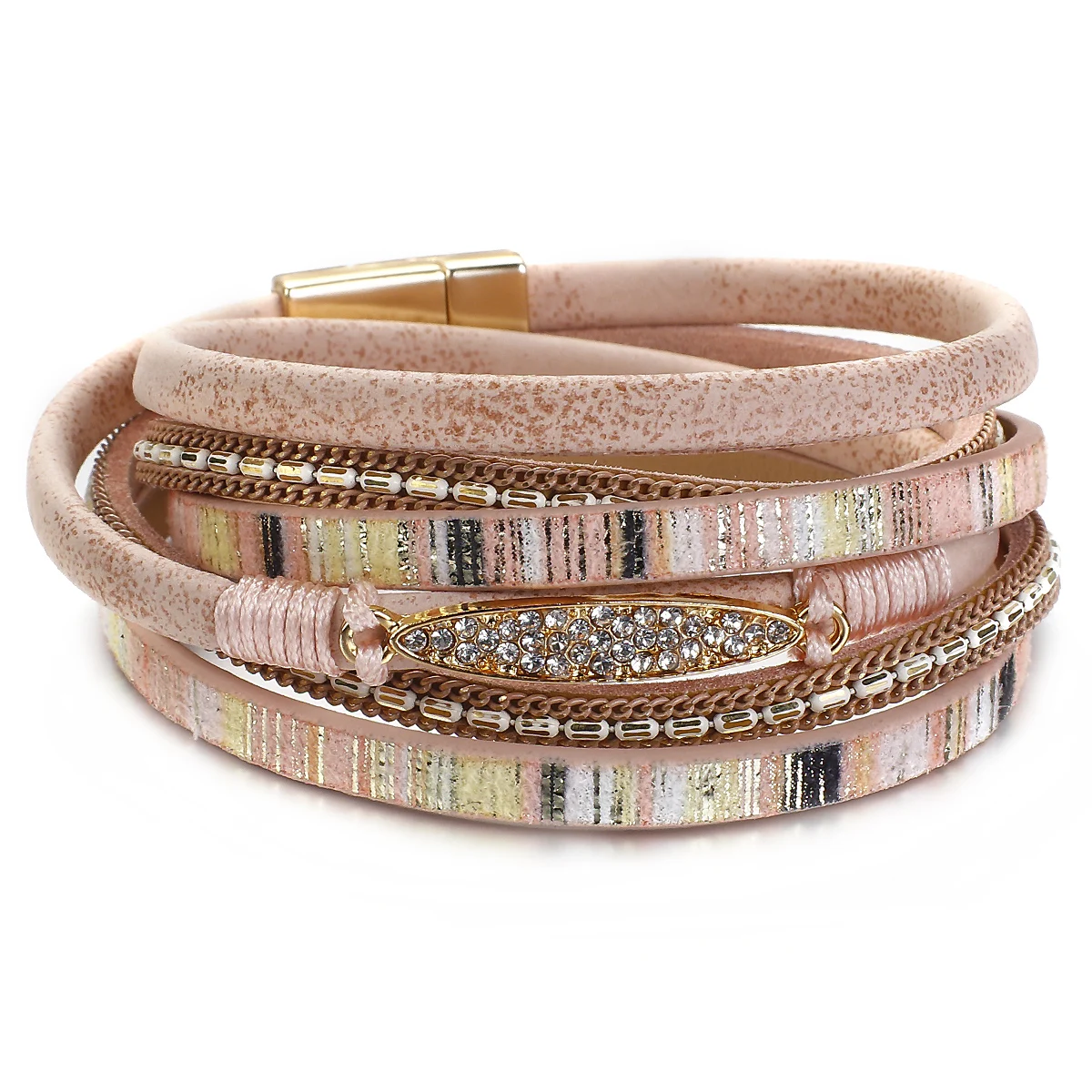 Wholesale Colorful Stripe Leather Bracelet for Women Bohemian Natural stone Charm Crystal Wrap Bracelets Bangles Fashion Jewelry, 6 color
Wholesale Colorful Stripe Leather Bracelet for Women Bohemian Natural stone Charm Crystal Wrap Bracelets Bangles Fashion Jewelry, 6 color