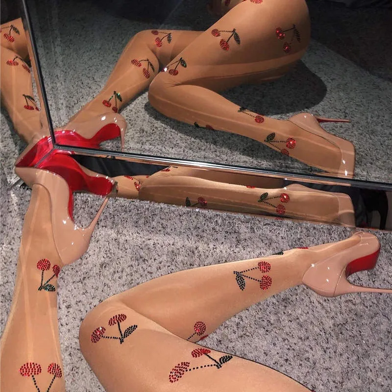 Fashion Cherry Print Rhinestone Tights Stockings Womens Sexy Thin Breathable Pantyhose
Fashion Cherry Print Rhinestone Tights Stockings Womens Sexy Thin Breathable Pantyhose