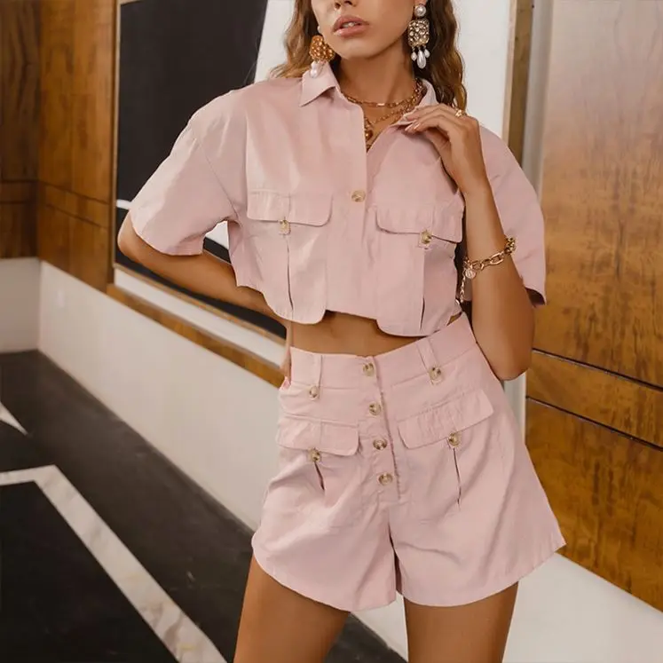 PEARL Short Sleeve 2021 Summer Zipper Pockets Crop Top Two Piece Pants Set Women Clothing 2 Piece Se
PEARL Short Sleeve 2021 Summer Zipper Pockets Crop Top Two Piece Pants Set Women Clothing 2 Piece Se