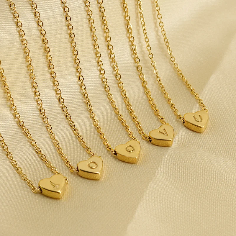 Wholesale 18k Stainless Steel Heart Initial Necklace For Women Custom Gold Letter Name Choker Pendant Jewelry For Couple
Wholesale 18k Stainless Steel Heart Initial Necklace For Women Custom Gold Letter Name Choker Pendant Jewelry For Couple