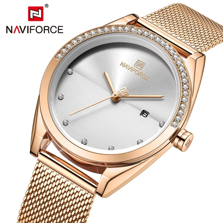 NAVIFORCE Elegant Watches for Women Rose Gold Luxury Diamond Ladies Wristwatch Steel Band Waterproof Bracelet Female Girls Clock
NAVIFORCE Elegant Watches for Women Rose Gold Luxury Diamond Ladies Wristwatch Steel Band Waterproof Bracelet Female Girls Clock