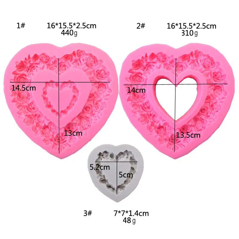 3 size set love heart rose flower molde de silicon de flores cake decorating set supplies, As picture
3 size set love heart rose flower molde de silicon de flores cake decorating set supplies, As picture
