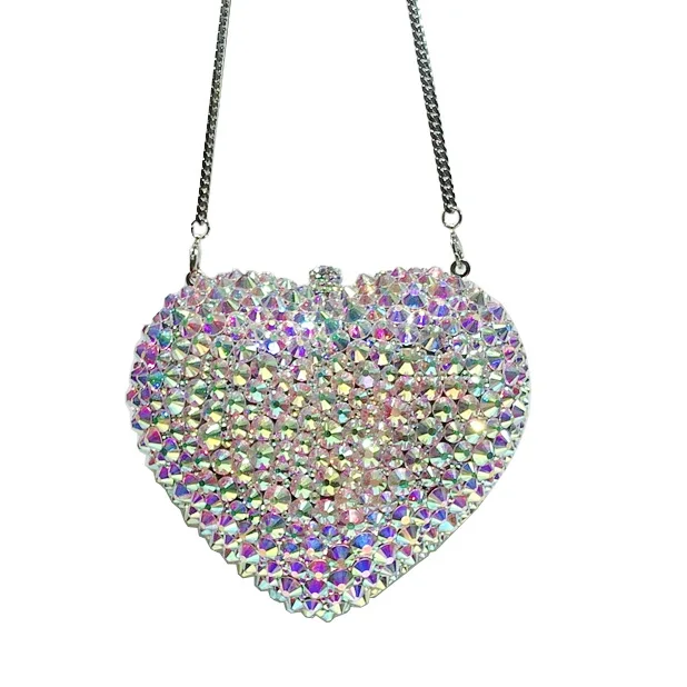 Women's fashion Luxury Full Diamond Color Crystal Evening Bags Metal Chain Handbag Heart Shape Rhinestone Clutch Bags, Colorful
Women's fashion Luxury Full Diamond Color Crystal Evening Bags Metal Chain Handbag Heart Shape Rhinestone Clutch Bags, Colorful