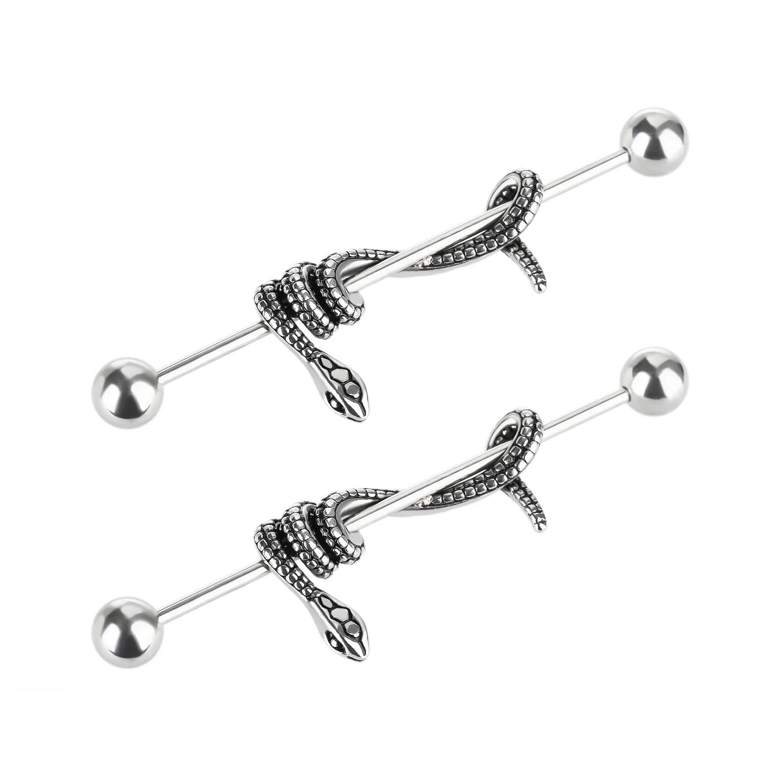 New design silver snake winding earring barbell industrial barbell stud piercing straight jewelry
New design silver snake winding earring barbell industrial barbell stud piercing straight jewelry