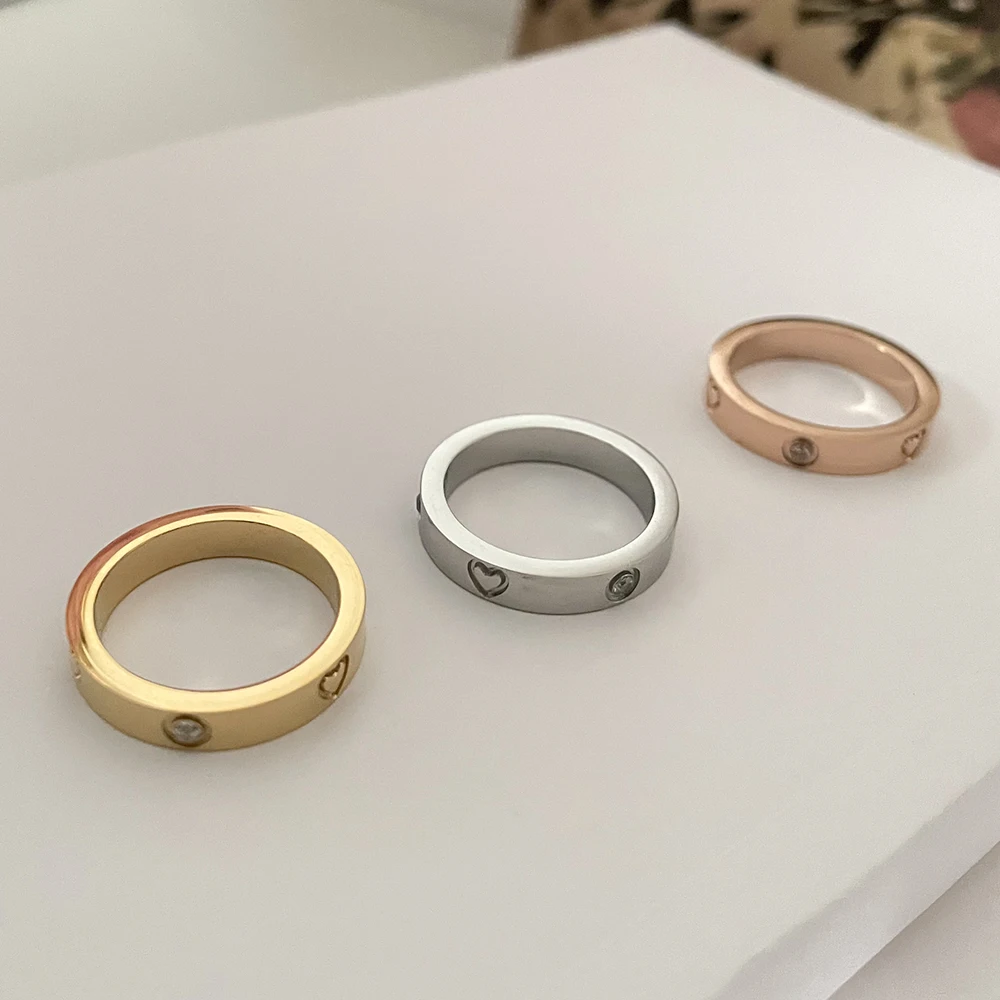 3 Colors Cubic Zircon Love Heart Stainless Steel Ring 18K Gold Plated Wide Chunky Rings Minimalist Korean Jewelry Wholesale 2021, Gold/silver/rose gold
3 Colors Cubic Zircon Love Heart Stainless Steel Ring 18K Gold Plated Wide Chunky Rings Minimalist Korean Jewelry Wholesale 2021, Gold/silver/rose gold