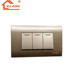 3 Gang 1 Way PC Plate UK Standard Electric Wall Switch
