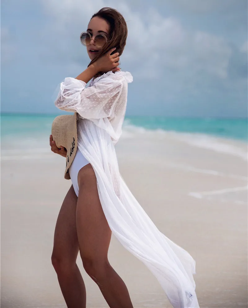 New Online Pleat Bandage Long Sleeve Beachwear One Piece V Neck Wrap White Solid Women Mesh Dress Cover Up
New Online Pleat Bandage Long Sleeve Beachwear One Piece V Neck Wrap White Solid Women Mesh Dress Cover Up
