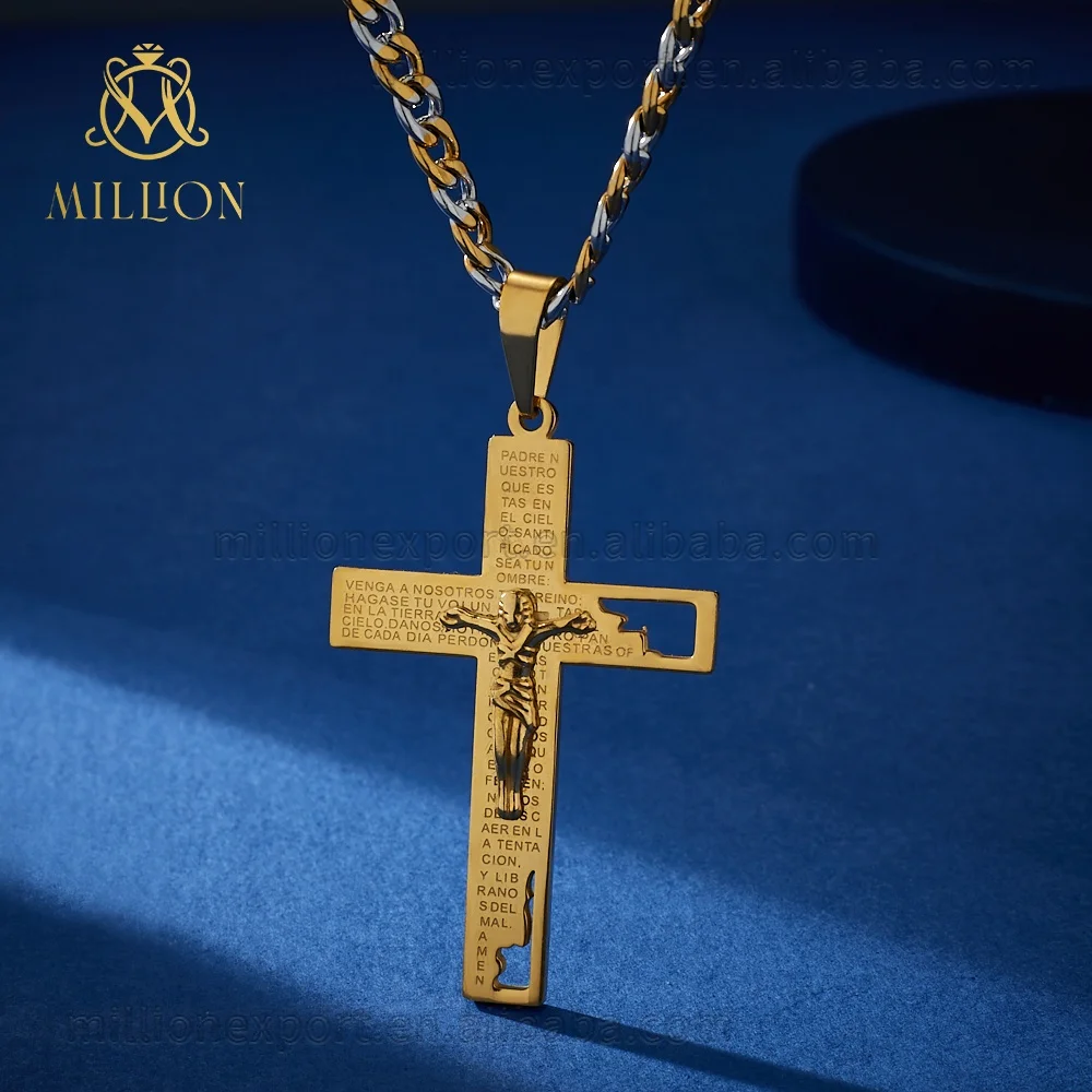 Million NDZ1129 18kGold Stainless Steel Men's Solid Gold Silver hip hop Jesus Cross Pendant Necklace, Siver,gold
Million NDZ1129 18kGold Stainless Steel Men's Solid Gold Silver hip hop Jesus Cross Pendant Necklace, Siver,gold